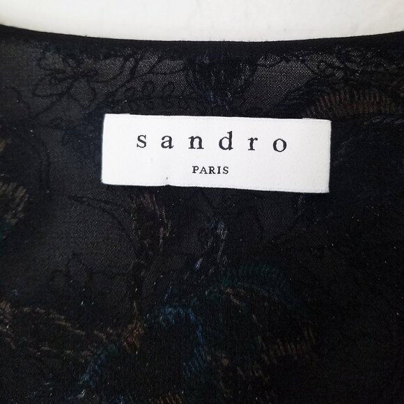 Sandro Bleen Faux-Wrap Mini Tulle Dress Embroidered Sequins EU 42, US 10-12 $445 - Picture 9 of 16